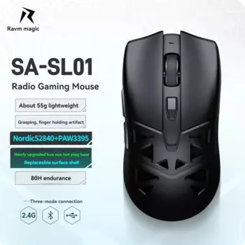 Беспроводная Bluetooth-мышь RAWM SA-SL01, 2,4 ГГц, легкая игровая мышь Nordic52840 + Paw3395 для FPS игр