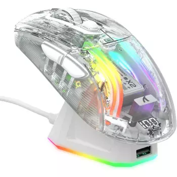 Беспроводная/Bluetooth/Проводная трехрежимная игровая мышь ATTACK SHARK X2 Pro 2,4G с RGB зарядной док-станцией PixArt 3212 4000 DPI, для Win/MAC