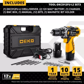 Беспроводная дрель DEKO DKCD12XL01