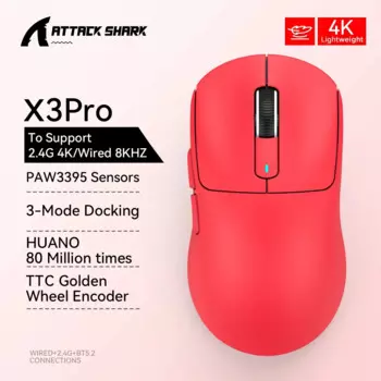 Беспроводная игровая мышь Attack Shark X3Pro с Bluetooth PixArt PAW3395 Оптическая мышь 26000 точек на дюйм Трехрежимное подключение Макро игровая мышь