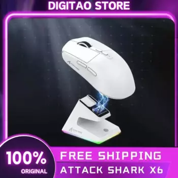 Беспроводная игровая мышь Attack Shark X6, 3-режимная Bluetooth мышь Paw3395, легкая с зарядной док-станцией, Rgb-сенсором, геймерские мыши для киберспорта