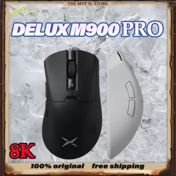 Беспроводная игровая мышь Delux M900 Pro, специальная электронная спортивная мышь PAW3395, скорость опрокидывания 8K, 2,4 г, с ключом 8K/4K, RGB FPS, индивидуальная мышь