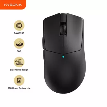 Беспроводная игровая мышь Kysona M511 PAW3395, 58 г, сверхлегкая, 26000 точек на дюйм, 6 кнопок, 90 миллионов, оптическая компьютерная мышь для портативных ПК