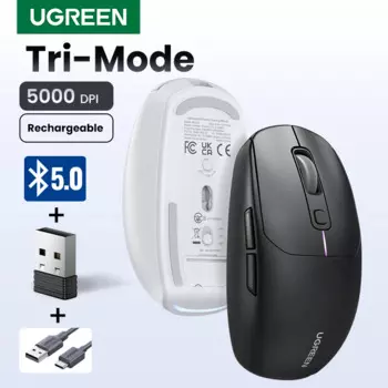 Беспроводная игровая мышь UGREEN, 5000DPI, Bluetooth 5,0, 2,4 ГГц, 6 кнопок