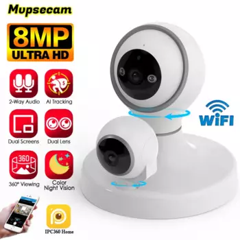 Беспроводная IP-камера видеонаблюдения, 4K, 8 Мп, Wi-Fi, 360 °