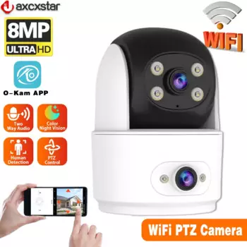 Беспроводная IP-камера видеонаблюдения, 8 Мп, HD, Wi-Fi, PTZ, 4 МП