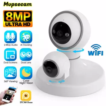 Беспроводная камера видеонаблюдения, 8 Мп, 4K, Wi-Fi, 360 °