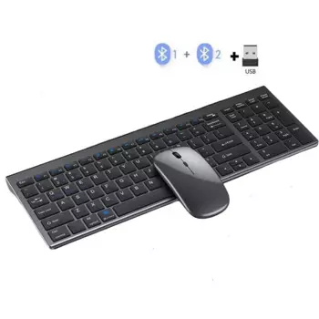 Беспроводная клавиатура и мышь комбинированная Bluetooth перезаряжаемая полноразмерная многофункциональная беспроводная клавиатура и мышь