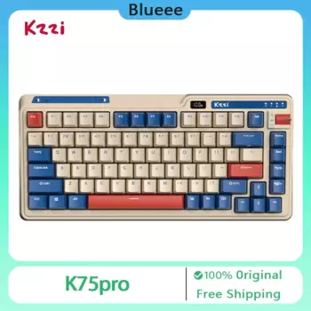 Беспроводная клавиатура Kzzi K75Pro, Bluetooth 2,4G, 3 режима, 82 клавиши, колпачки клавиш PBT, RGB подсветка, горячая замена, 75% Механическая игровая клавиатура