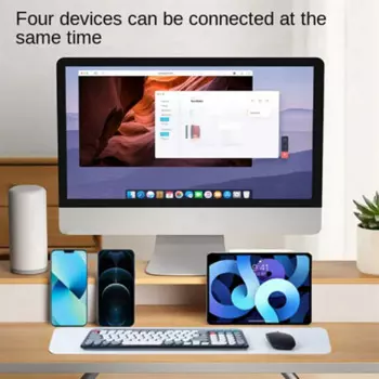 Беспроводная круглая клавиатура и мышь с Bluetooth, подходит для планшетов и ноутбуков, белый цвет