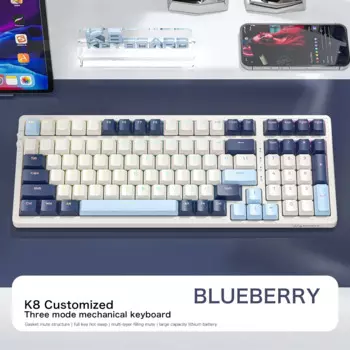 Беспроводная Механическая игровая Bluetooth-клавиатура K8 с 100 клавишами, полная клавиша горячей замены, эффект освещения, настольный компьютер для ноутбука