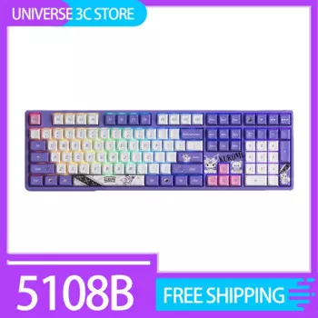 Беспроводная механическая клавиатура Akko 5108b, игровая Bluetooth клавиатура с тремя режимами, Rgb, с функцией горячей замены, эргономичная, с сублимационной клавиатурой, аксессуары