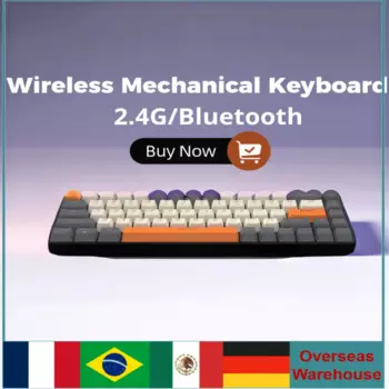 Беспроводная механическая клавиатура с возможностью горячей замены Bluetooth, двойной режим, мини, 68 клавиш, красный переключатель для ПК, PS4, Xbox, Iphone, Ipad