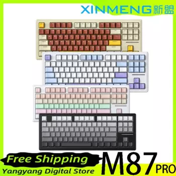 Беспроводная механическая клавиатура XINMENG M87PRO V2 с тремя режимами, прокладка конструкции, горячая замена, RGB подсветка, механическая клавиатура