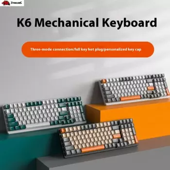 Беспроводная механическая клавиатура Ziyoulang K6, 100 клавиши, 3 режима, 2,4 ГГц, популярная сменная пользовательская игровая клавиатура с полными клавишами, без воздействия, эргономика