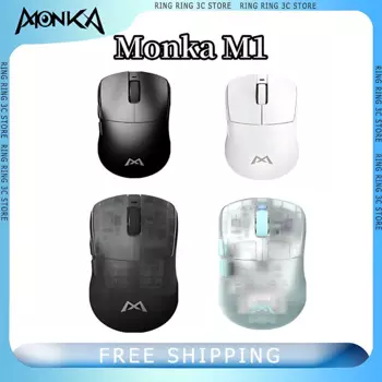 Беспроводная мышь MONKA M1 Pro Max, трехрежимная игровая Bluetooth мышь PAW3395, легкая игровая мышь 55G, аксессуары для ПК, подарок для геймера