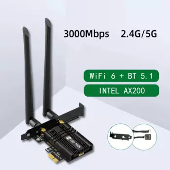 Беспроводная PCIe Двухдиапазонная 3000M адаптер Wi-Fi Intel AX200 Wi-Fi 6 Bluetooth 2,4 5,1. 11ac/ax сетевая Wi-Fi карта для настольного ПК