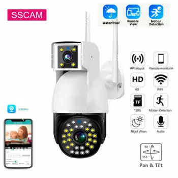 Беспроводная скоростная Wi-Fi камера с двойным объективом, 4 МП, V380