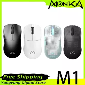 Беспроводная трехрежимная игровая мышь Monka M1 Pro PAW3395 55g, легкая игровая мышь 26000DPI 4K с возвратом скорости, аксессуары для офиса