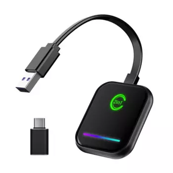 Беспроводной адаптер Carplay 2 в 1, преобразует проводной в беспроводной адаптер Carplay Plug Play Carplay для Apple Android Auto