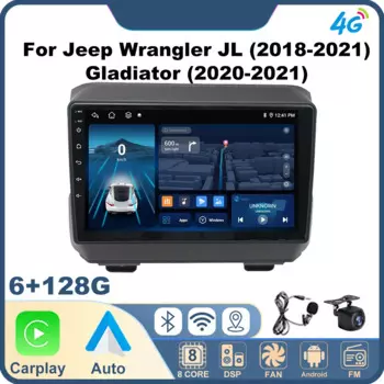 Беспроводной автомобильный радиоприемник Carplay, мультимедийный плеер для Jeep Wrangler JL (2018-2021) Gladiator (2020-2021) GPS, автомобильные интеллектуальные системы