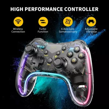 Беспроводной цветной RGB контроллер для Nintendo Switch/Oled /Lite/ПК, беспроводной геймпад для iPhone/Android/ПК