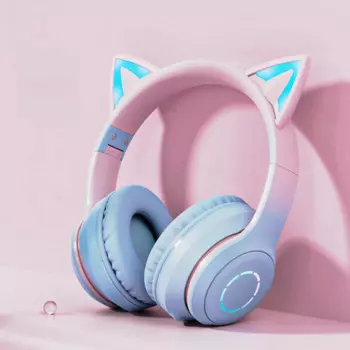Беспроводные наушники Kawaii с кошачьими ушками и микрофоном