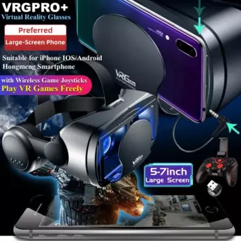 Беспроводные очки виртуальной реальности VR IMAX с огромным экраном 3D-фильмом Google Cardboard Box VR-гарнитура для телефона 5-7 дюймов + игровой джойстик 2,4G