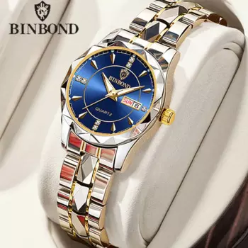 BINBOND B5552 новые роскошные брендовые кварцевые женские часы 30 м водонепроницаемые светящиеся наручные часы с датой модные деловые женские часы