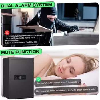 Биометрический сейф 6,0 куб, очень большой домашний сейф с подставкой для пистолета, дверным органайзером, сенсорной клавиатурой с подсветкой и двойной системой сигнализации