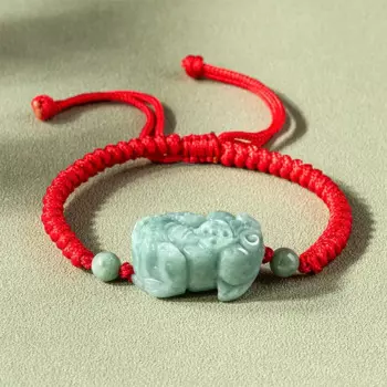 Бирманский нефритовый браслет Pixiu, браслет из бисера Jadeite, женский зеленый драгоценный камень, натуральный винтажный ювелирный амулет, настоящие талисманы для мужчин
