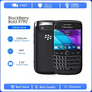 Blackberry 9790 Восстановленный-оригинальная QWERTY клавиатура 5MP камера 768MB RAM 8GB ROM 3G WCDMA WIFI GPS сенсорный смартфон