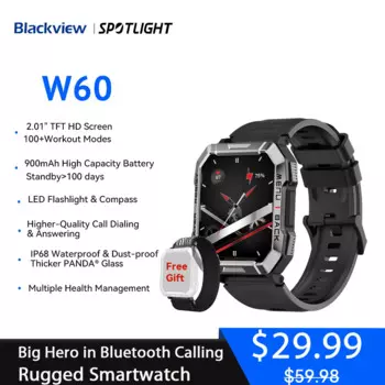 Blackview W60 2024 новые умные часы 2,01 дюйма HD дисплей TFT прочные умные часы для улицы с аварийным освещением Bluetooth вызовы