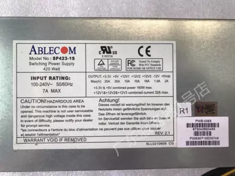 Блок питания для сервера Super Micro ABLECOM 1U SP423-1S Номинальный 420 Вт 24 + 8 + 4 трехполосный