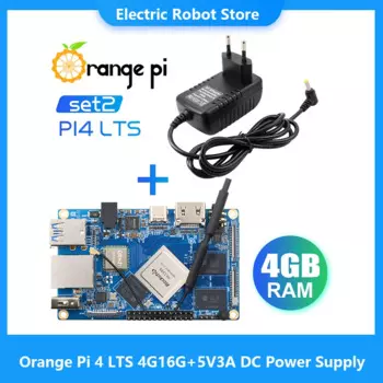 Блок питания Orange Pi 4 LTS 4G16G + 5V3A DC, Rockchip RK3399, поддержка Wifi + BT5.0,Gigabit Ethernet, работает на Android,Ubuntu,Debian OS