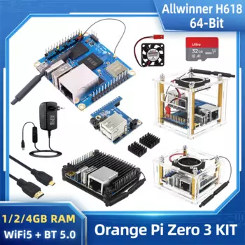 Блок питания Orange Pi Zero 3 Allwinner H618 WiFi5 + BT 5,0 1 1,5 2 4 Гб ОЗУ