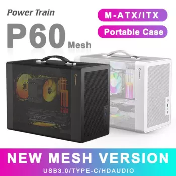 Блок питания Power Train P60 Mesh Edition, компьютер, чехол M-ATX Portable ITX Office чехол ATX/SFX, поддержка рабочего стола Type-C