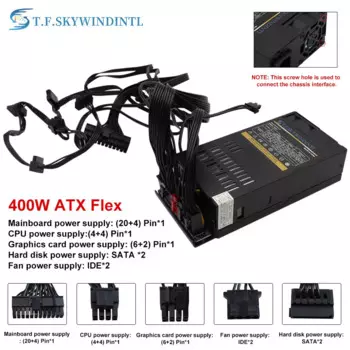 Блок питания T.F.SKYWINDINTL 1U MINI Flex ATX, 400 Вт, 600 Вт