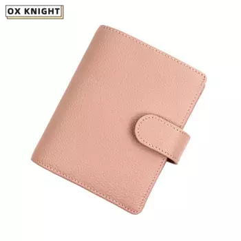 Блокнот OX KNIGHT из 100% натуральной кожи, размер A8, кольца, планировщик, кошелек из коровьей кожи с потертостями, многофункциональный блокнот для журнала