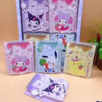 Блокнот Sanrio Melody Kuromi в катушке, 12 шт./партия, блокнот Cinnamoroll, милый блокнот для записей, дневник, планировщик, канцелярские принадлежности, подарок, офисные и школьные принадлежности