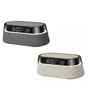 Bluetooth-динамик, стерео, батарея 1800 мАч, поддержка 15 Вт, беспроводная зарядка, цифровые часы, дисплей, ночник, настольная лампа