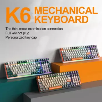 Bluetooth-клавиатура K6 Проводная Механическая с тремя режимами подсветки, 5,0 BT, 2,4 ГГц