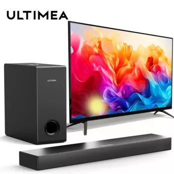 Bluetooth-Колонка ULTIMEA 160W TV SoundBar 2,1, акустическая система для домашнего кинотеатра, 3D панель объемного звука сабвуфер, Bluetooth-колонки
