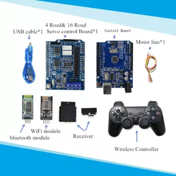 Bluetooth, Wi-Fi, ручной робот, Автомобильный контроллер рычага комплект для Arduino с платой драйвера двигателя, Wi-Fi модулем, Bluetooth модулем