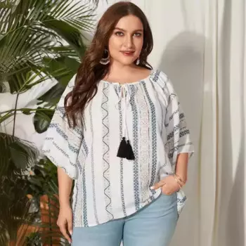 Блузка женская оверсайз, из хлопка и льна
