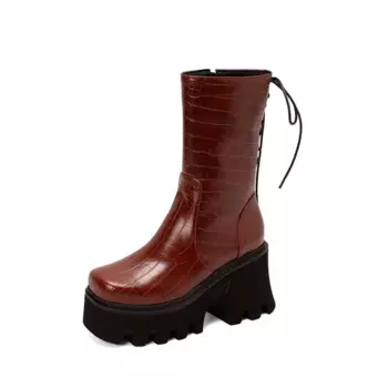 BLXQPYT Botas De Mujer 2022 ботильоны для женщин Мода толстая подошва молния высокий каблук Вечерние туфли на платформе Большие размеры 44 5002