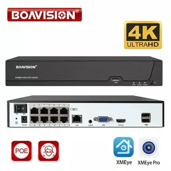 BOAVISION N6704HE-POE/N6708HE-POE 4K PoE видеорегистратор с распознаванием лиц
