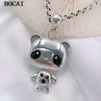 BOCAI S925 Серебряные ювелирные изделия Модный простой кулон с медведем Подарок для пары