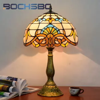 BOCHSBC креативная витражная настольная лампа Тиффани в стиле барокко креативная арт-деко для гостиной спальни прикроватная лампа для бара и клуба Подарочная лампа