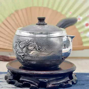 Боковая ручка Xiangyun, серебряный заварочный чайник с ножкой из чистого серебра 999 пробы, ручной Серебряный чайник из чистого серебра, чайник кунг-фу